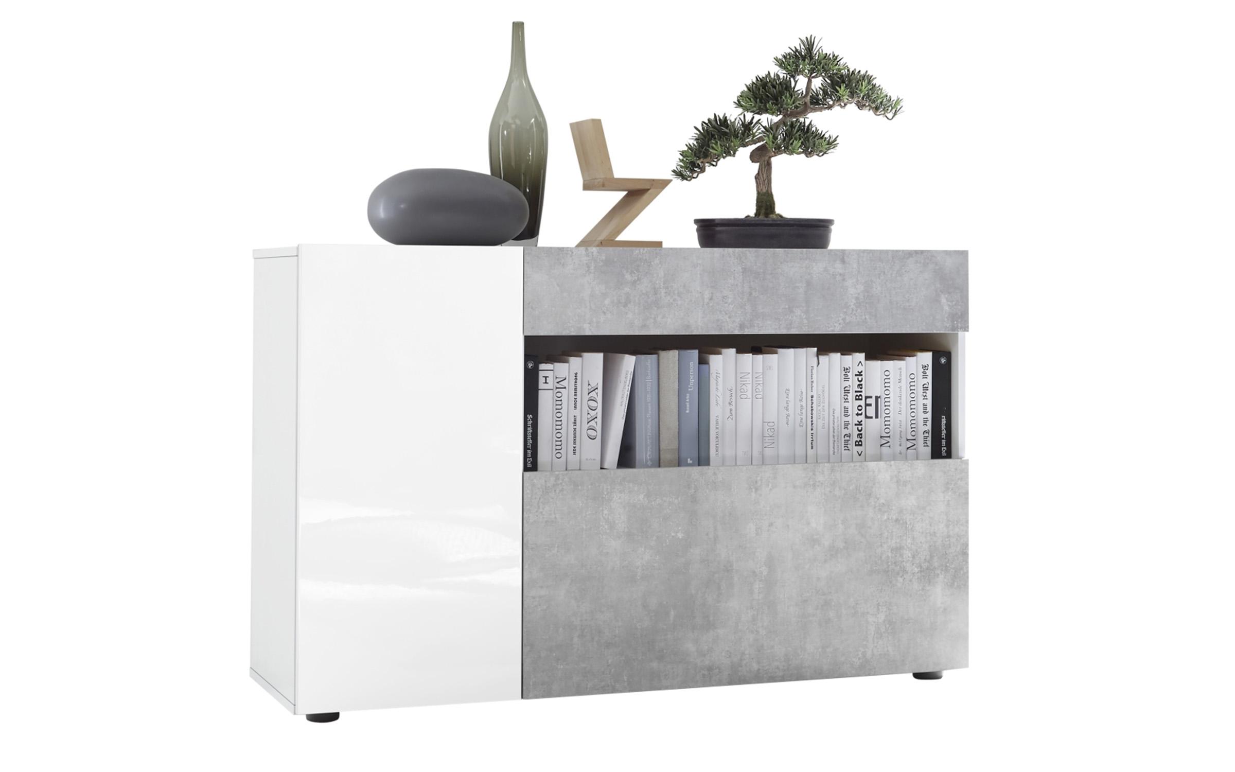 Συρταριέρα Tamira, λευκό ματ + beton  3
